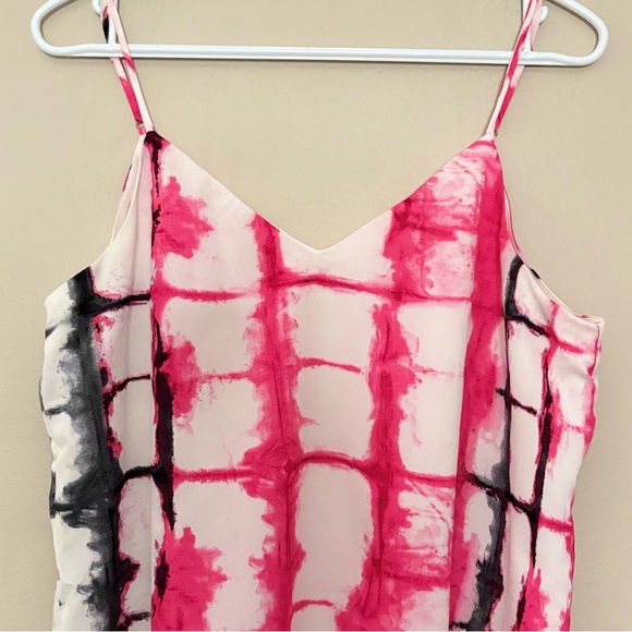 Calvin Klein White Spaghetti Strap Camisole with Pink & Black Tye Dye - Picture 2 of 9